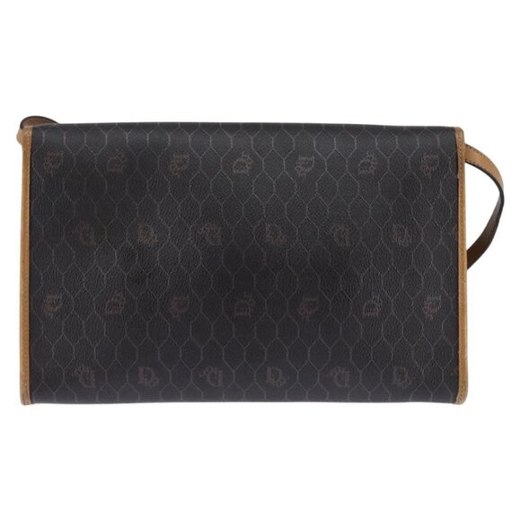 Christian Dior Honeycomb Canvas Bag PVC 2way Black Brown gold Auth bs30244 - Picture 3 of 16